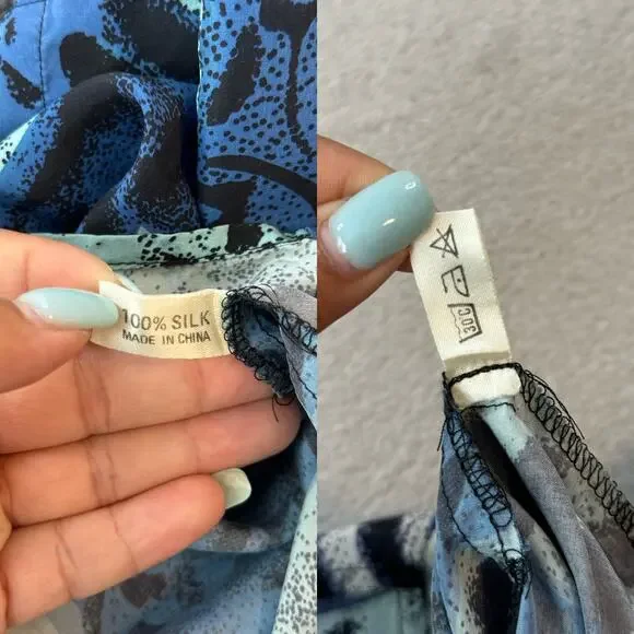 Vintage 80s 90s Laser Men's Medium 100% Silk Abstract Tribal Long Sleeve Shirt - Picture 8 of 8